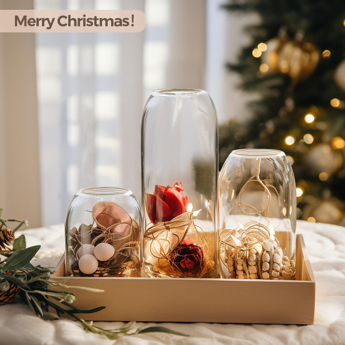 ComSaf glass vases support dried stems with stylish silhouettes.