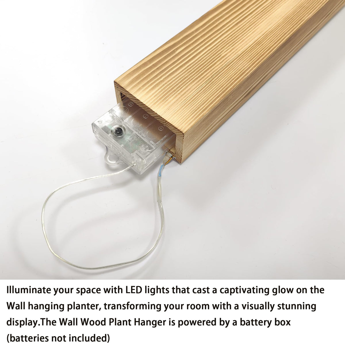 Comtelek rustic wood wall vase with LED light creates a cozy focal point