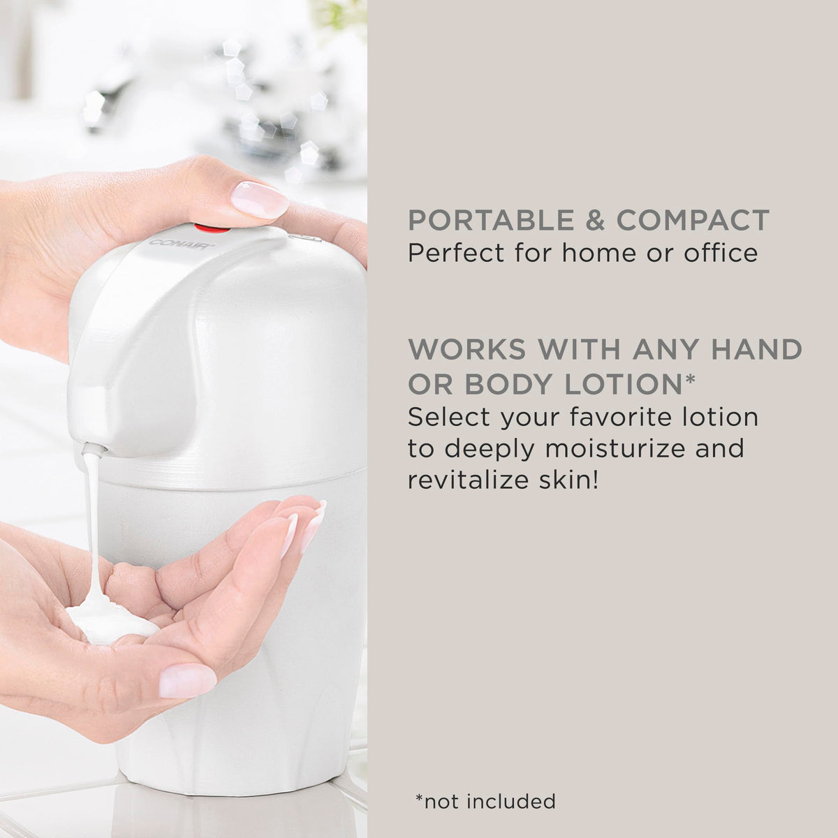 Conair True Glow Lotion Warmer reservoir filling with lotion for warming skin