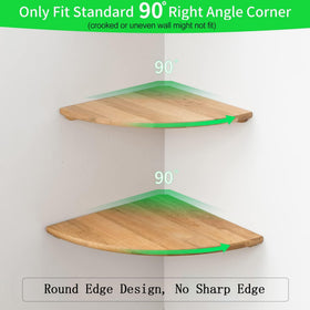 Conamily corner shelf close-up of natural wood grain and finish