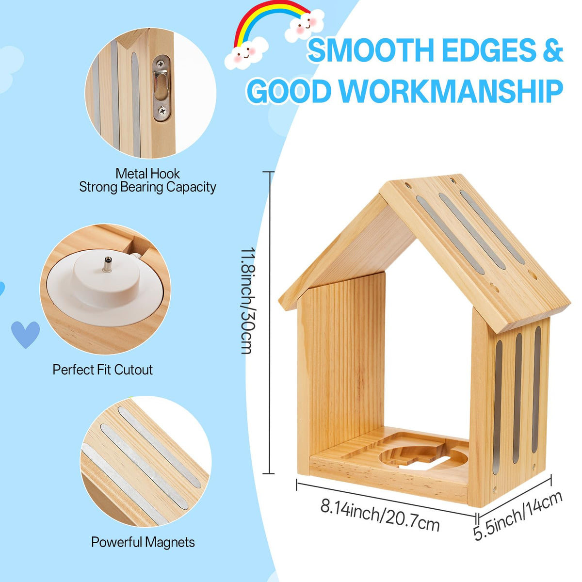 Conamily Tonies shelf solid wood material highlights durable pine construction