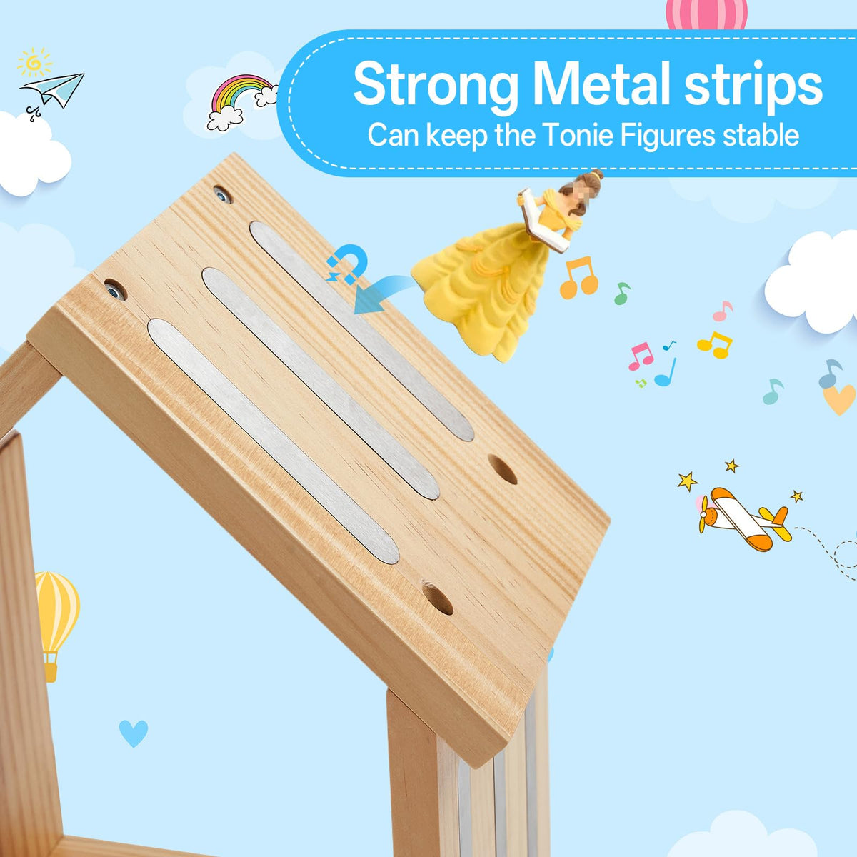 Conamily Tonies wall-mount installation on a kid-friendly wall saves space.