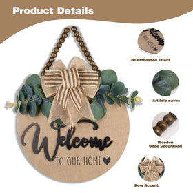 Condorpasea round 12-inch welcome sign adds rustic charm to any porch or entryway.