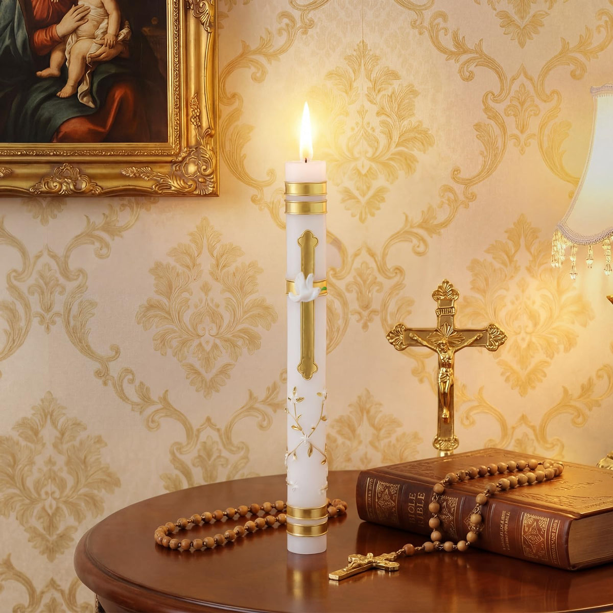 Conelist sacramental candle crafted from crack-resistant wax for daily devotion.