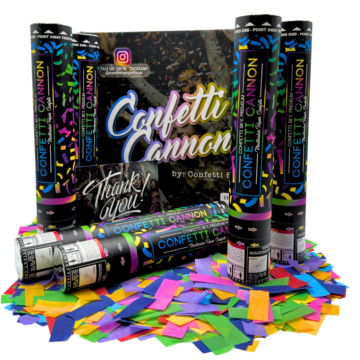 Confetti Sky flameproof design ensures safe, powerful bursts with confidence.