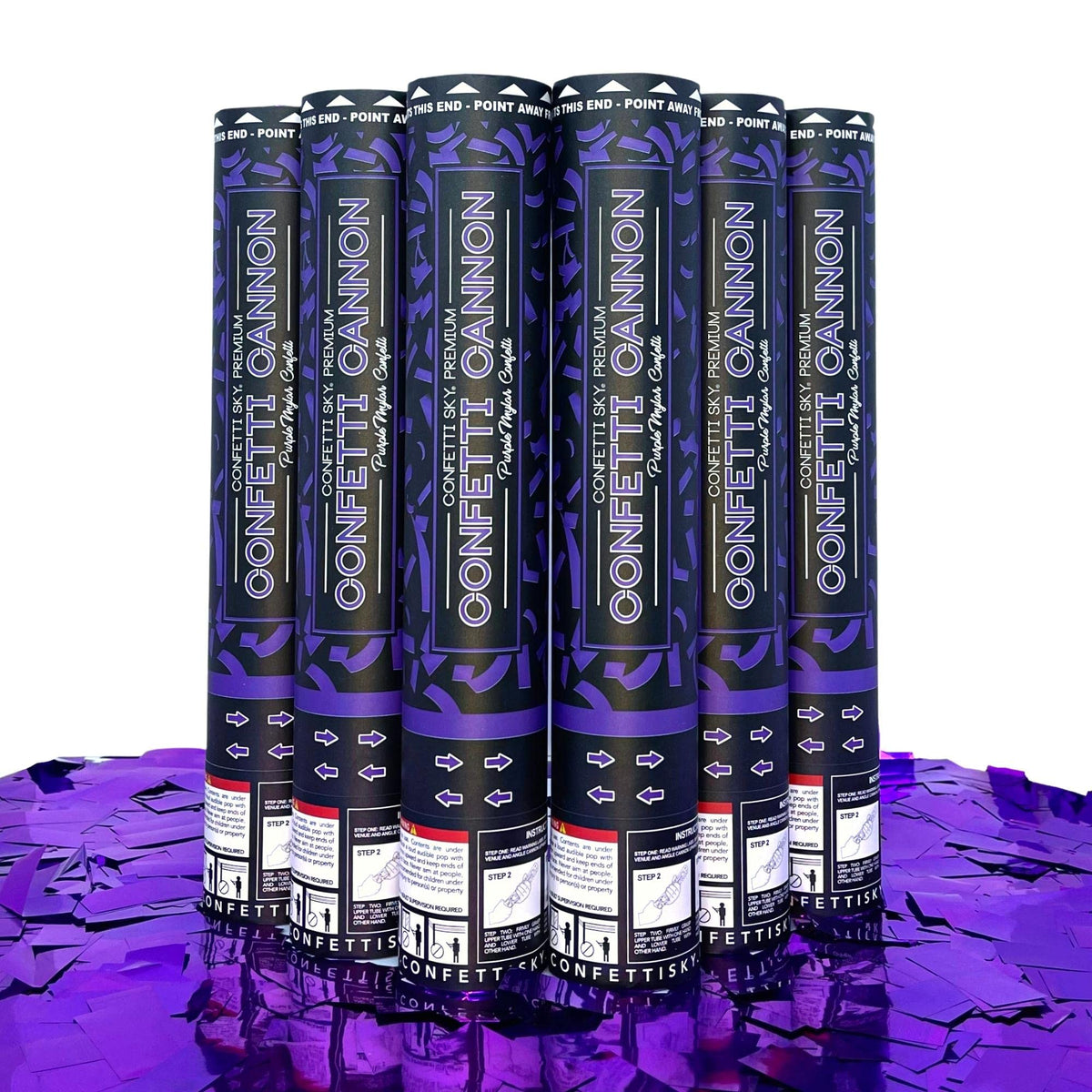 Confetti Sky six-pack cannons ready for dramatic wedding and party entrances.