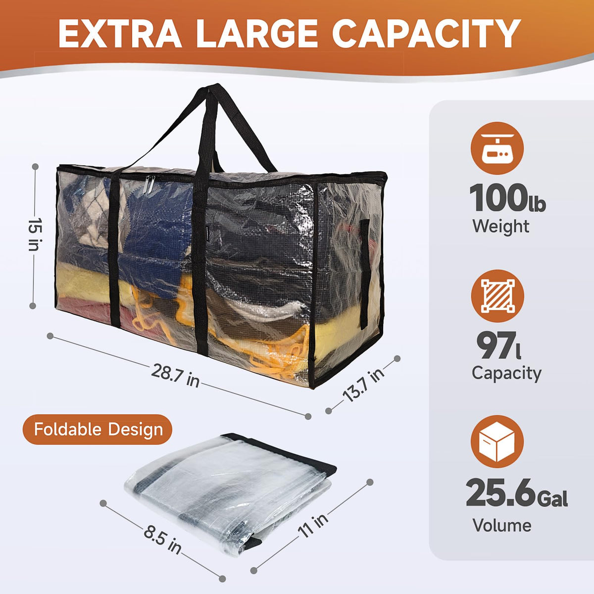 CONGREGATE 97L extra-large bag provides ample space for bulky items during moves