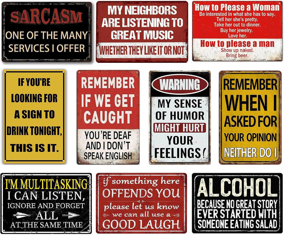 CONHUIDF Funny Bar Signs, retro tin wall art for home bars and man caves