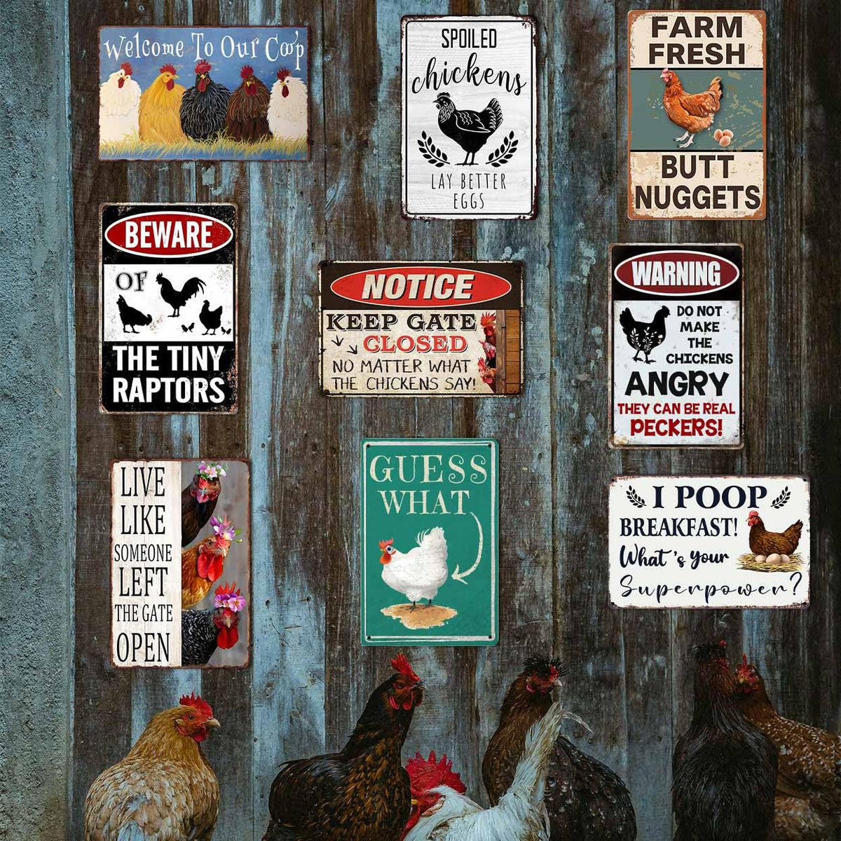 CONHUIDF weather-resistant tin sign withstands rain on gates and sheds