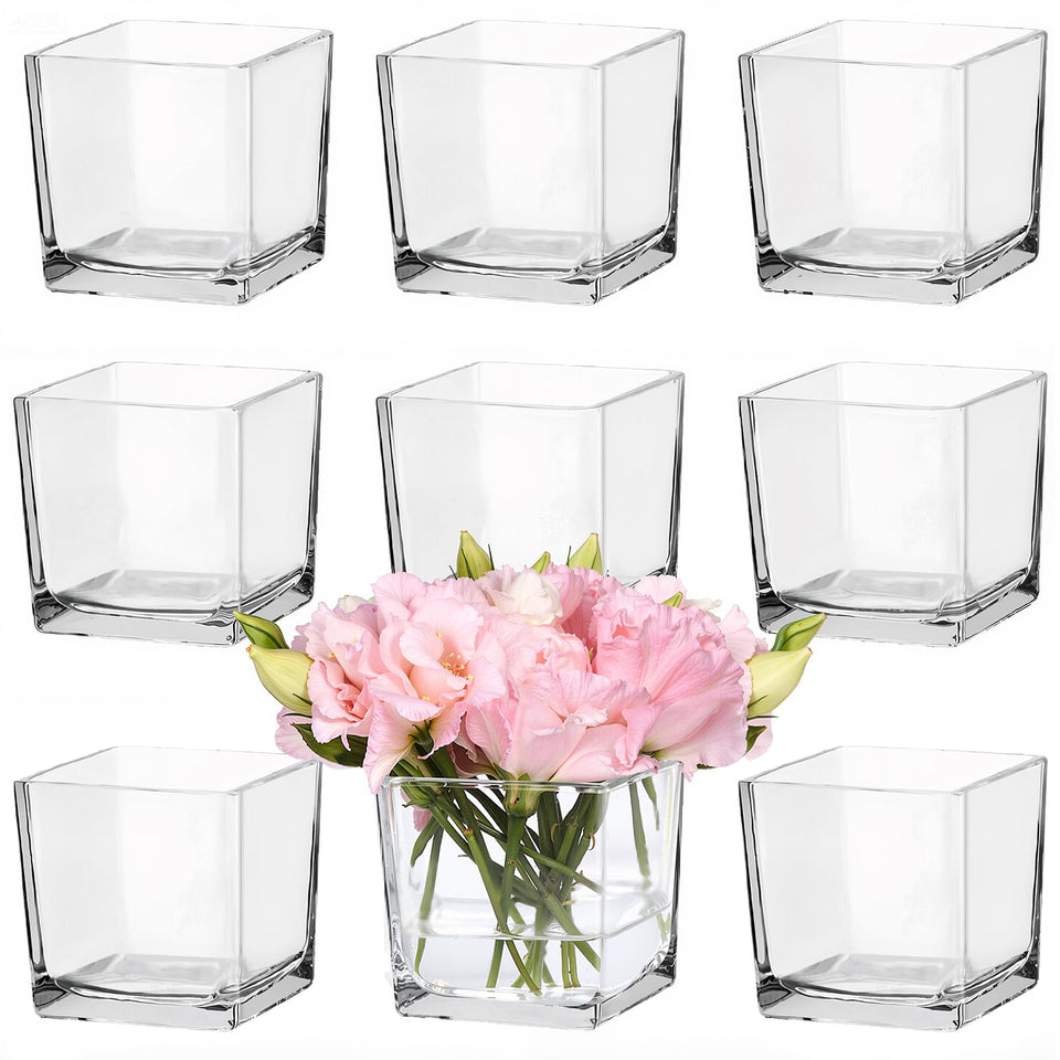 CONNOO square vase 4x4x4 clear bulk beautifully showcases florals on tabletops