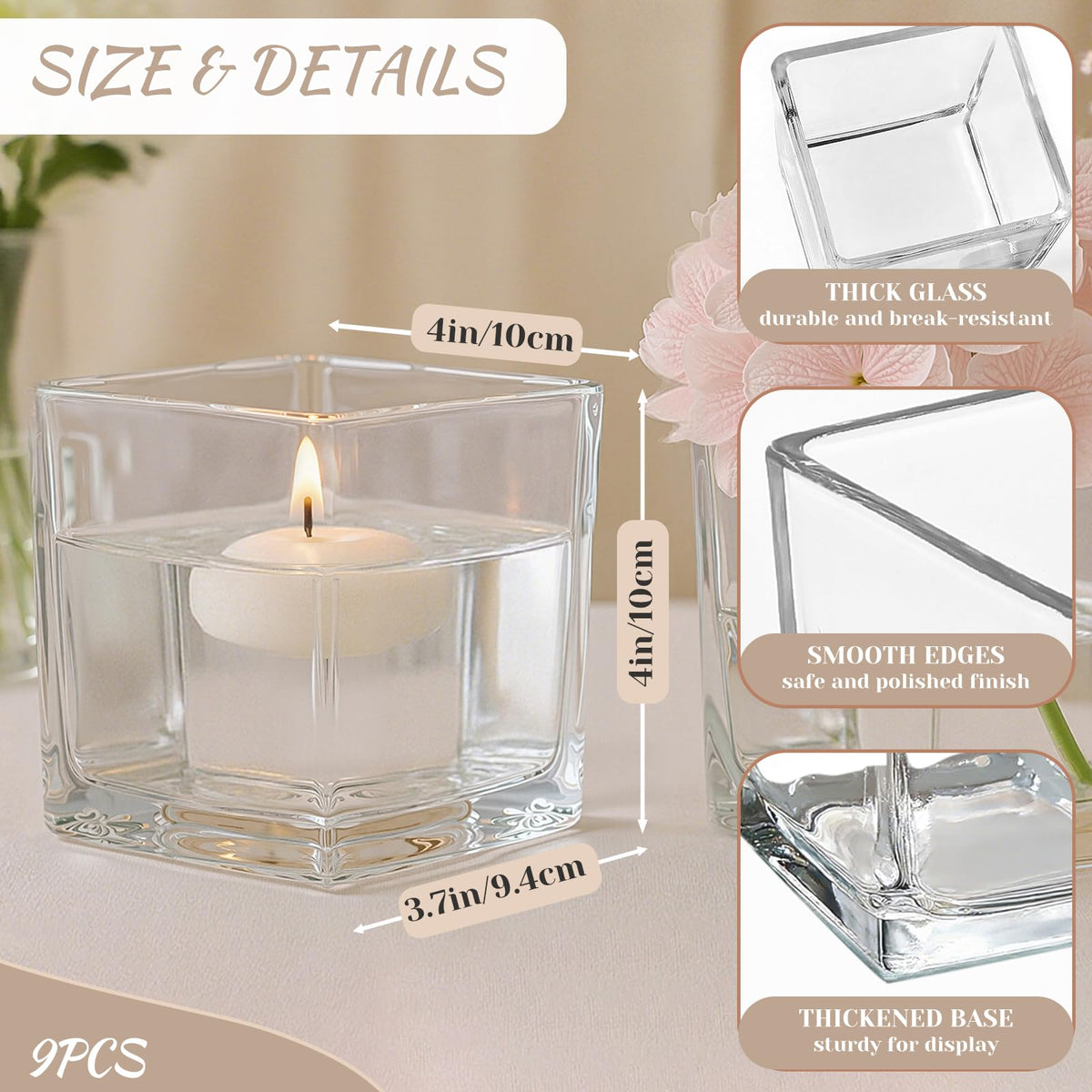 CONNOO square vase centerpiece display ideal for weddings and home tables