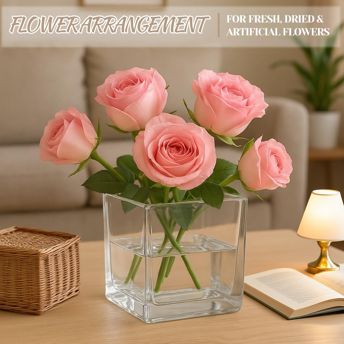 CONNOO square vase floating candle holder creates elegant centerpieces with light