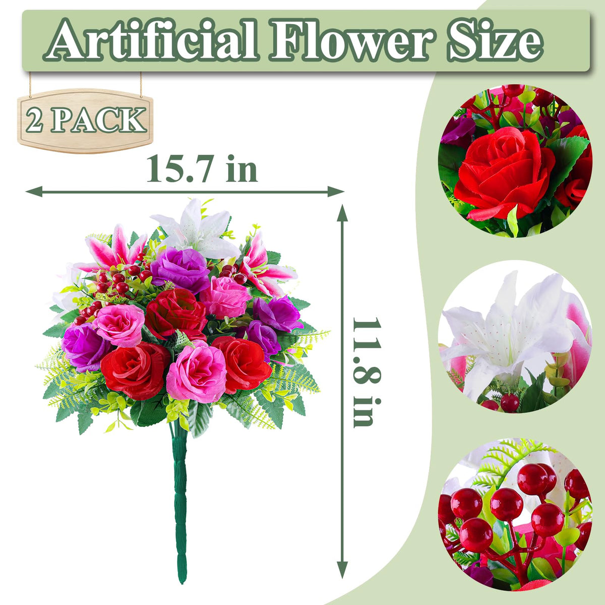 Consevisen resin vases included for long-lasting outdoor grave display.