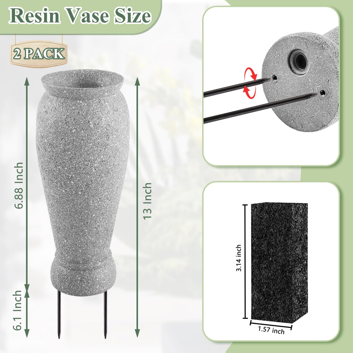 Consevisen ground spikes provide stable grave display in windy conditions.
