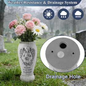 Consevisen cemetery vase opening accommodates fresh or artificial bouquets for graves.