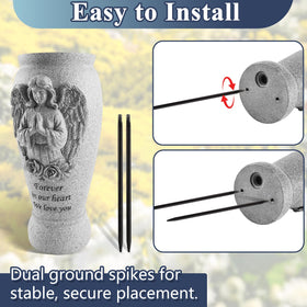 Consevisen cemetery vase granite-textured resin blends with headstones for a timeless look.
