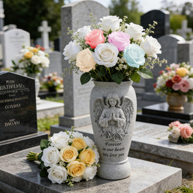 Consevisen grave vase suits cemetery, garden, lawn, or indoor memorial spaces.