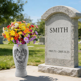 Consevisen cemetery vase weather-resistant design withstands rain and sun at memorial sites.