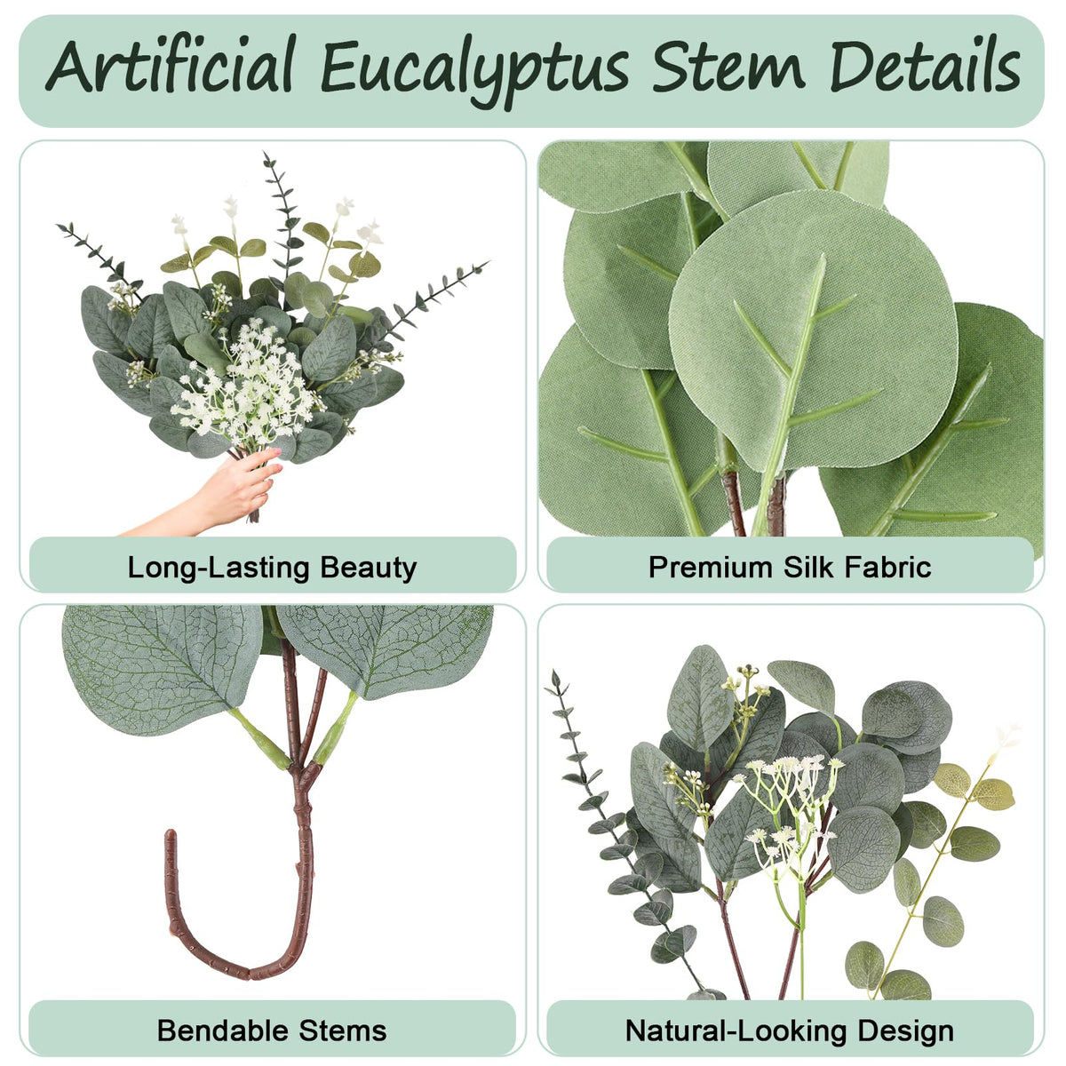Consevisen artificial eucalyptus stems style C add natural depth to wreaths.