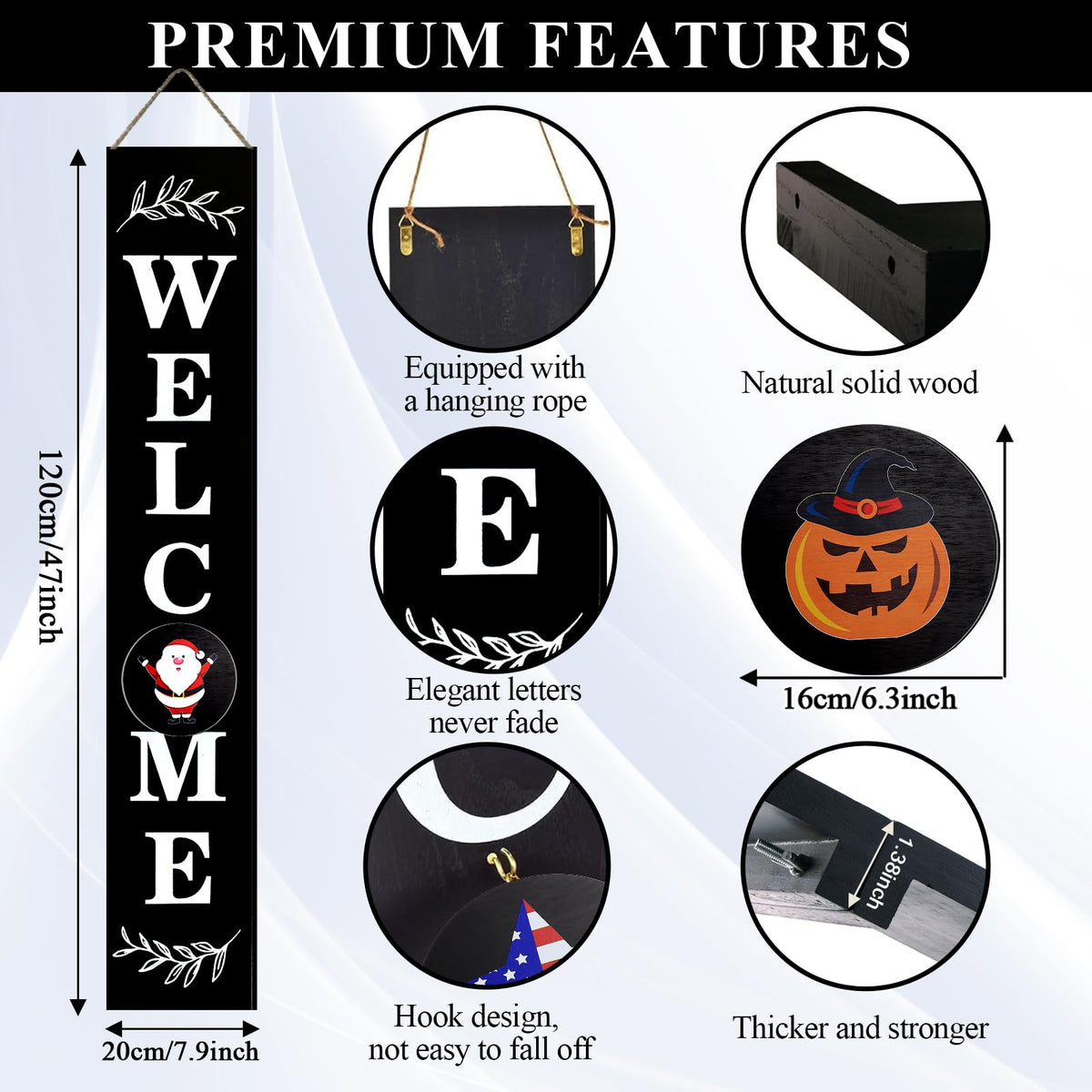 Consevisen welcome sign assembly at 47 inches demonstrates easy setup for porch display.