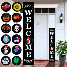 Consevisen welcome sign woodgrain close-up highlighting natural texture for farmhouse charm.