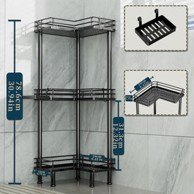 Consumest corner shower caddy adjustable feet stabilize on uneven floors.