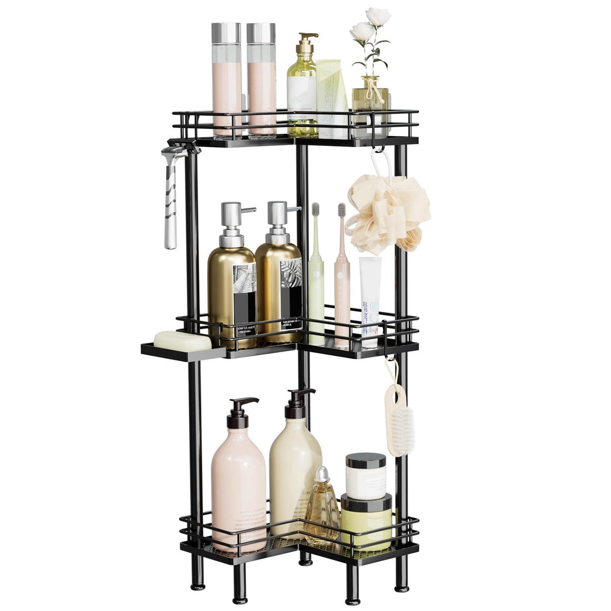 Consumest corner shower caddy easy assembly in minutes.