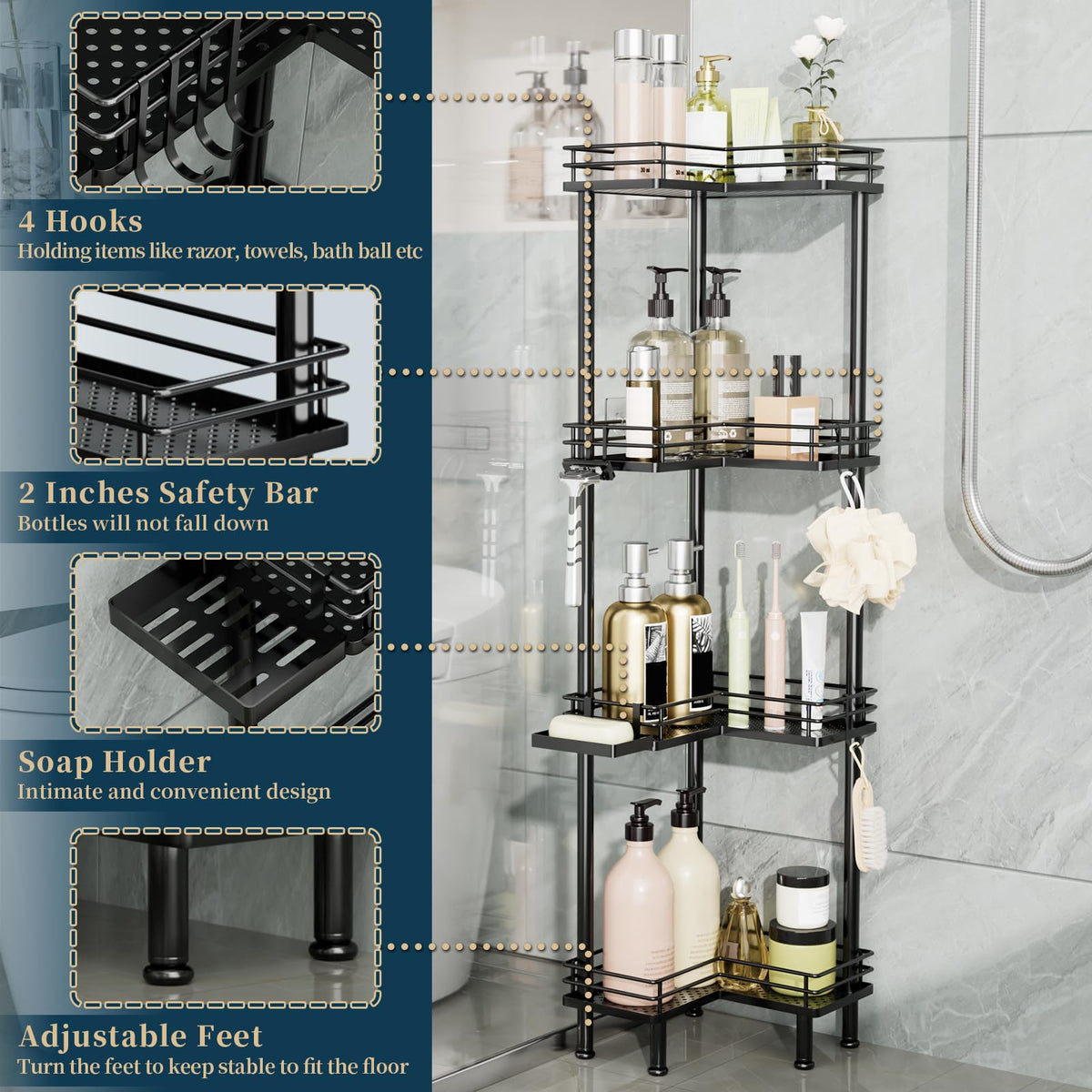 Consumest caddy drainage holes prevent water buildup for cleaner shelves