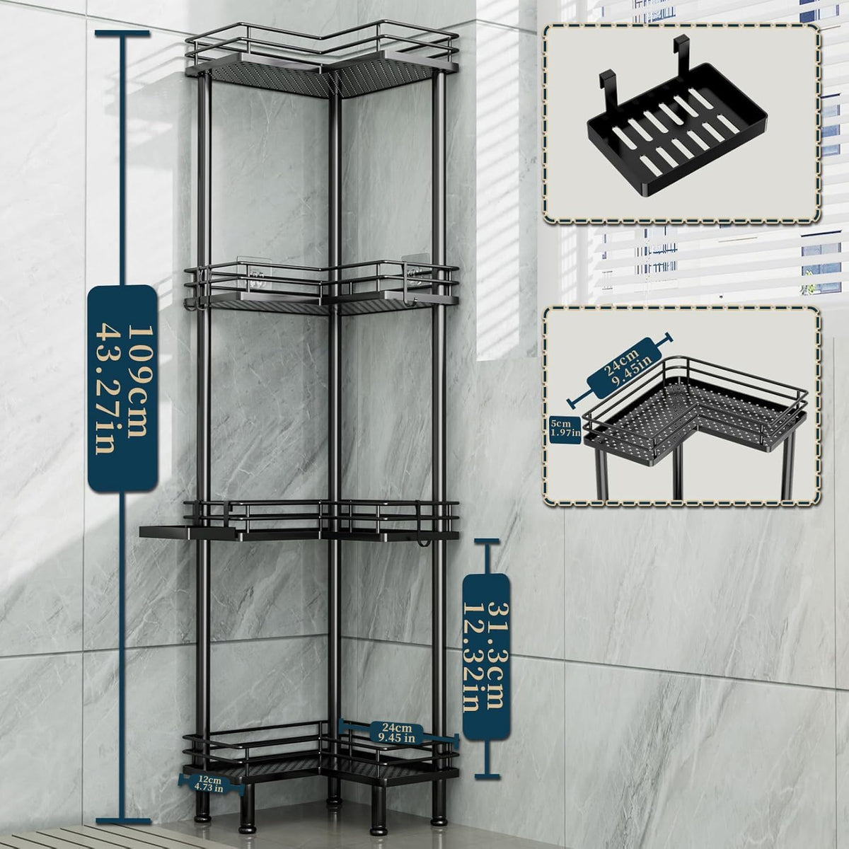 Consumest corner shower caddy quick assembly ships with clear instructions