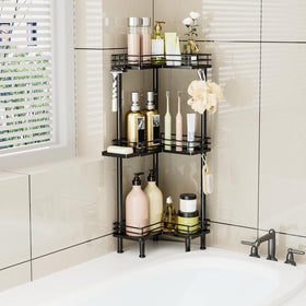 Consumest corner shower caddy large capacity fits bulky bottles.