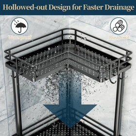 Consumest corner shower caddy safety rails prevent items from slipping