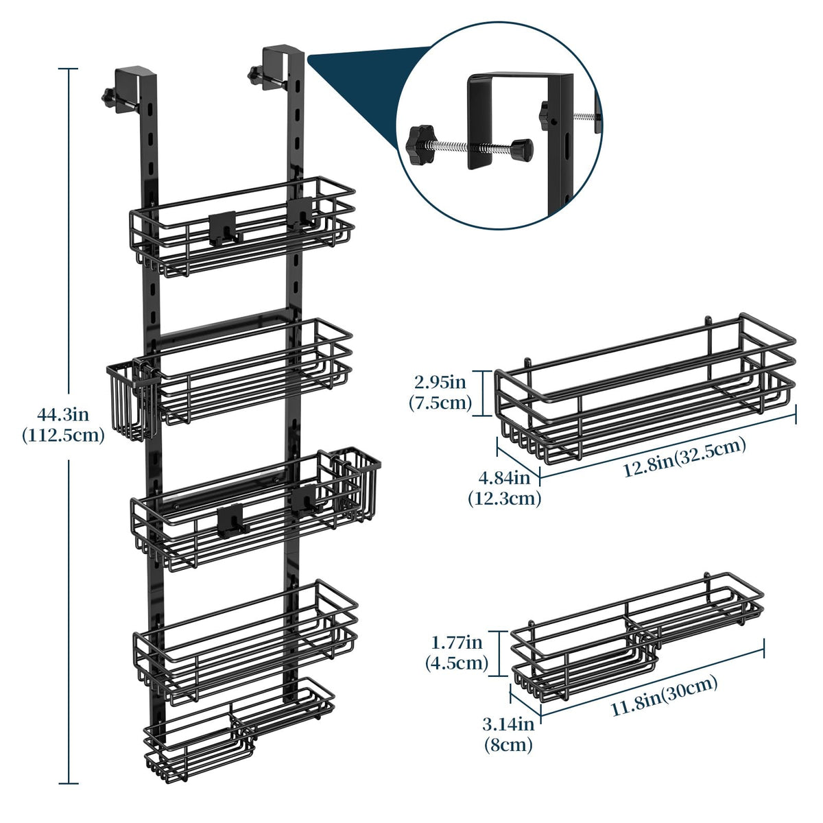 Consumest over-door rack keeps shower essentials within easy reach.