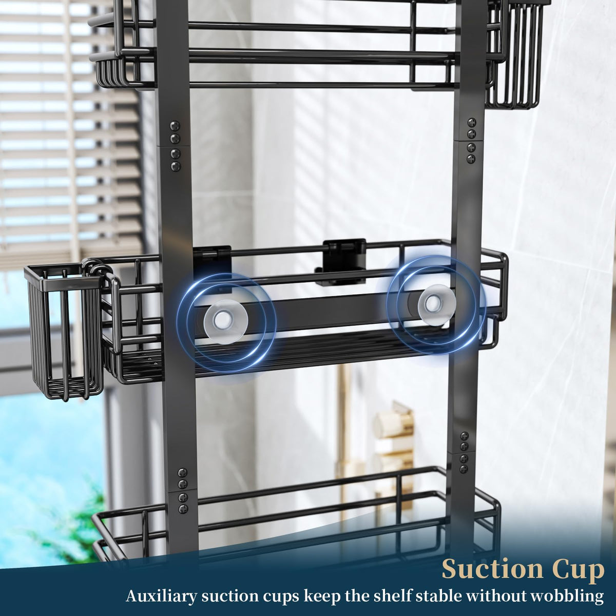 Consumest rustproof stainless steel caddy designed for humid bathrooms.