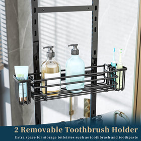 Consumest shower caddy with toothbrush holders keeps dental care organized.