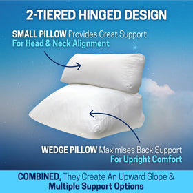 Contour Flip Pillow back-support angle demonstrates customizable comfort for reading and relaxing.