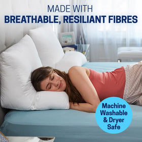 Contour Flip Pillow expands after drying to restore loft and softness.