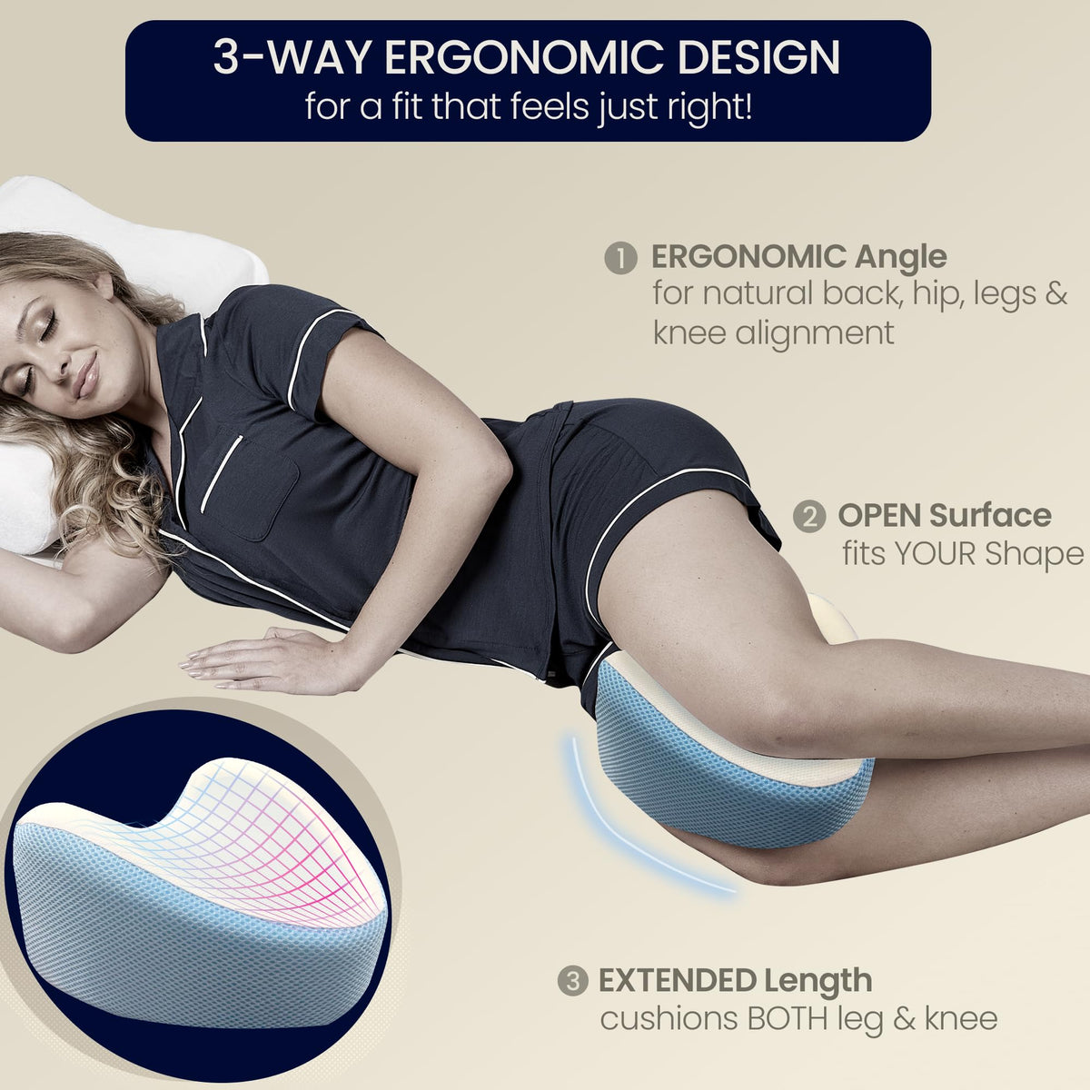 Contour Legacy ergonomic crescent shape cradles legs for comfort
