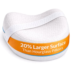 Contour Legacy leg pillow showing ergonomic crescent shape for side sleepers and alignment