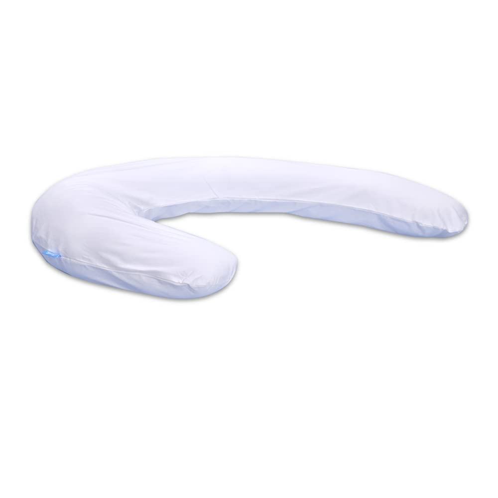 Contour Swan Pillowcase on pillow demonstrates a snug, clean fit.