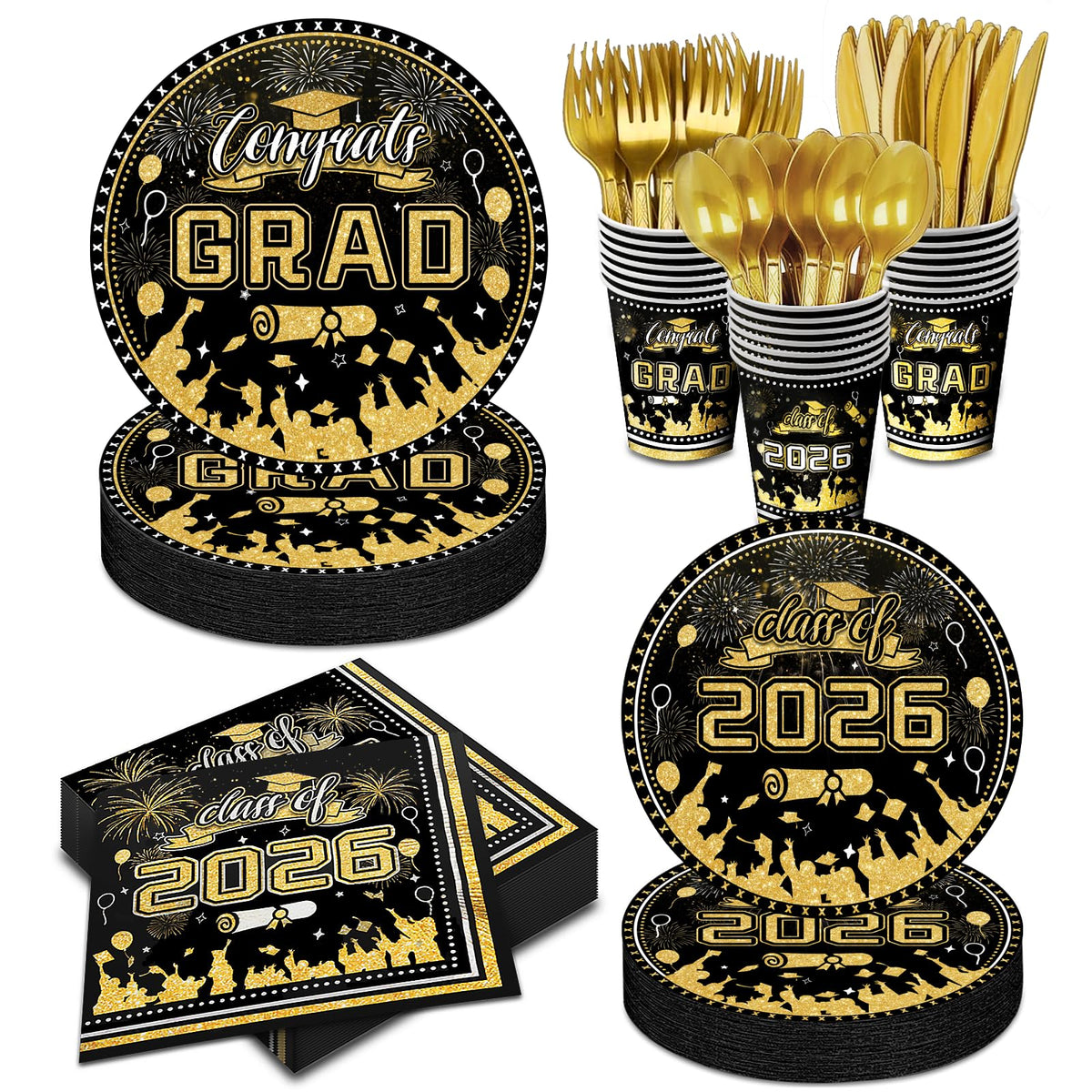 Convivialo 175pcs graduation tableware kit for easy setup and stylish service.