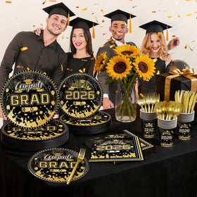 Convivialo graduation napkins 6.5-inch provide soft, absorbent protection for spills.