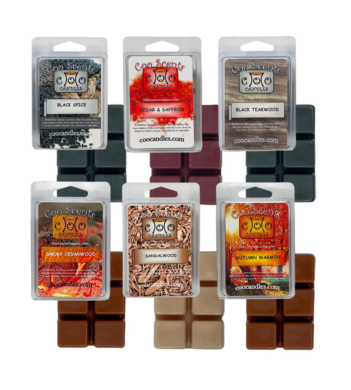 Coo Candles Fall Mix Melt Cedar and Saffron, elegant room fragrance for cozy evenings.