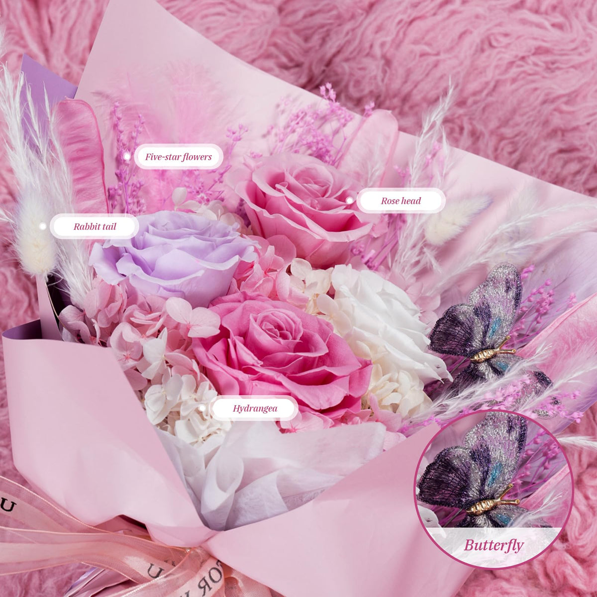 Cooeach natural preserved flowers gift set with blank card