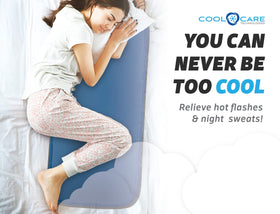 Night scene showing the pad useful for hot flashes and night sweats.