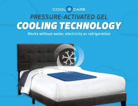 Person lying on the pad illustrating pressure-activated cooling.