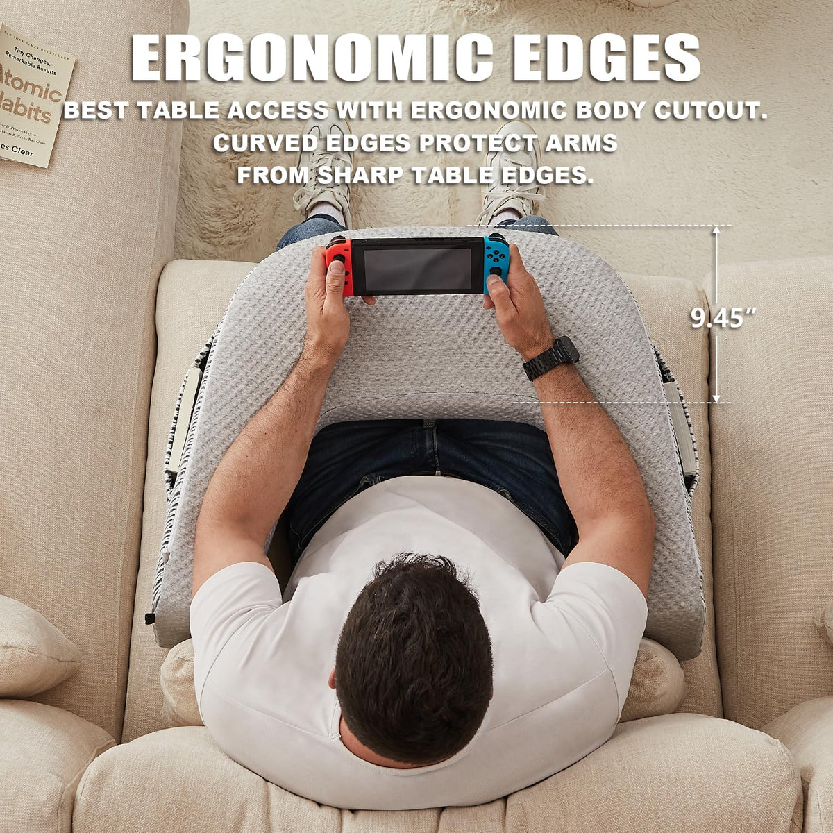 cooloo8 Memory foam lap pillow conforms to arms and lap