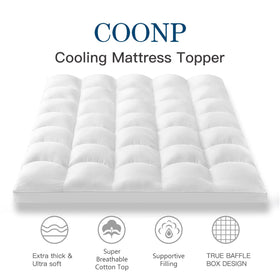 COONP King Mattress Topper cooling surface helps regulate temperature for a dry, cooler feel