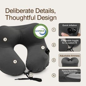 Coop Home Goods AirJustable neck pillow with adjustable cord for secure fit during travel.