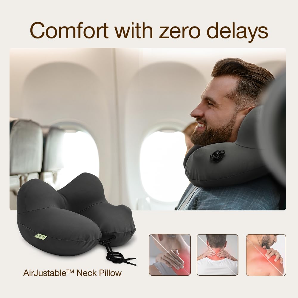 Coop Home Goods AirJustable neck pillow with ergonomic shape for neck alignment.