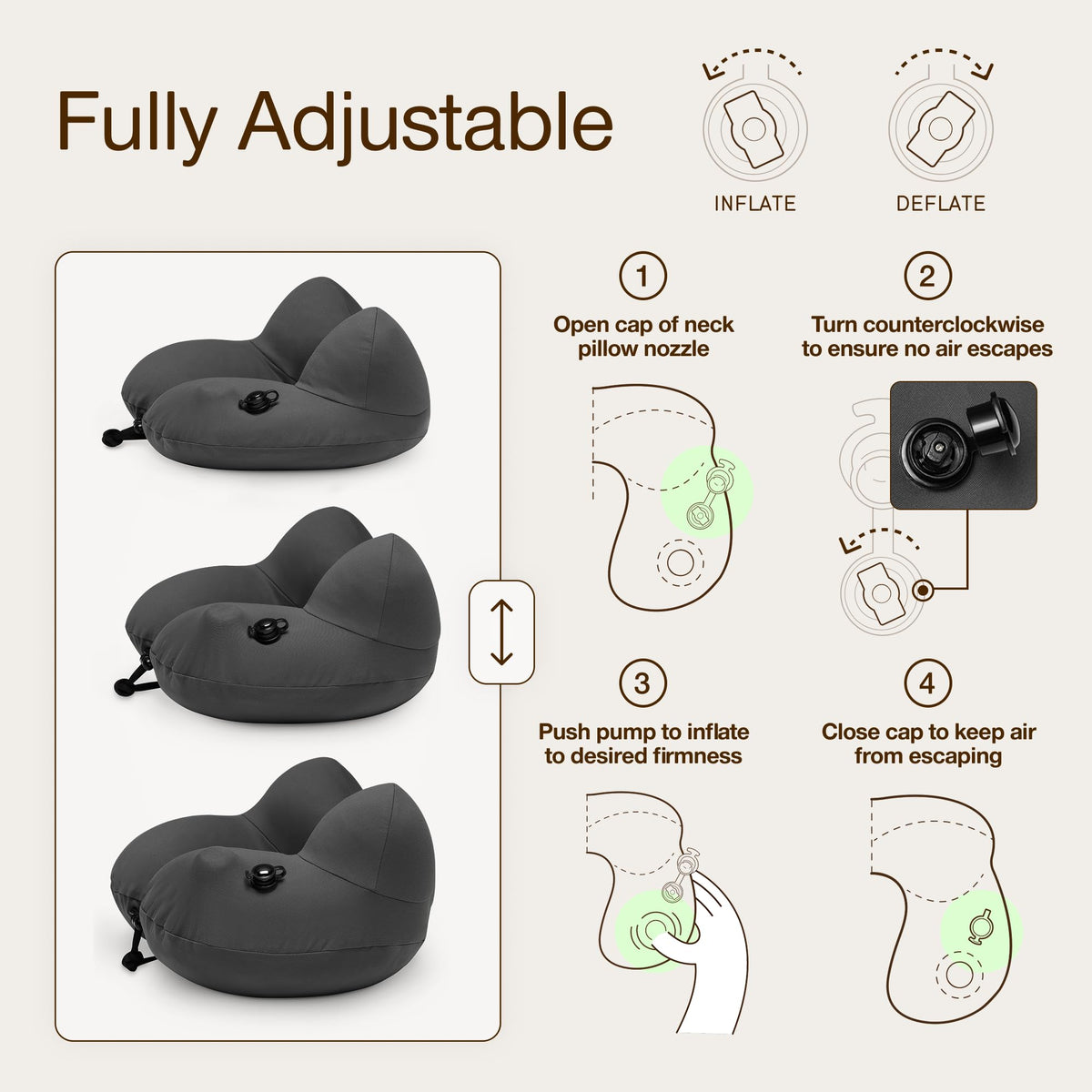 Coop Home Goods AirJustable neck pillow with memory foam Oomph fill for plush support.